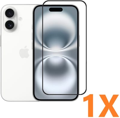 Screenprotector Glas - Full Coverage Tempered Glass Screen Protector [volledige dekking] - 1x Geschikt voor: Apple iPhone 16 Plus