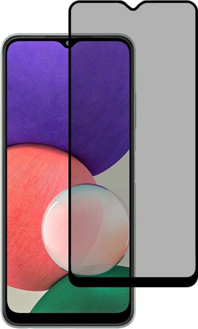 Smartphonica Privacy full cover voor Samsung Galaxy A22 5G tempered glass screenprotector van gehard glas met afgeronde hoeken geschikt voor Samsung Galaxy A22 5G