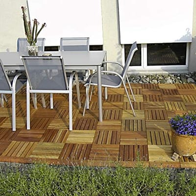 Houten Tegels - Terrastegels Tuintegels - Buiten Leven - Kliksysteem Drainage - 30x30cm 55 Stuks - Bruin