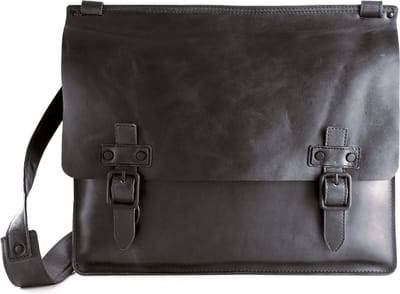 HAROLD'S Leren Business tas Schoudertas met laptopvak Aberdeen Messengerbag Black Zwart