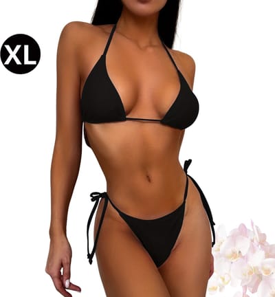 Bovista Bikini Dames - Meisjes Bikini - Badpak - Push Up - Vrouwen Badkleding - Zwemmen - Sexy Set - Top & Broekje - Zwart - Maat XL