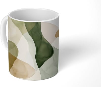 Mok - Koffiemok - Japandi - Abstract - Groen - Mokken - 350 ML - Beker - Koffiemokken - Theemok