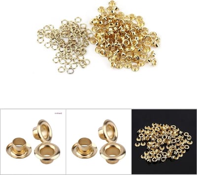 100 Stuks 5mm Metalen Eyelets Grommets Tool Kit met Ringen voor Leer, Handwerk en Kleding (Goud)
