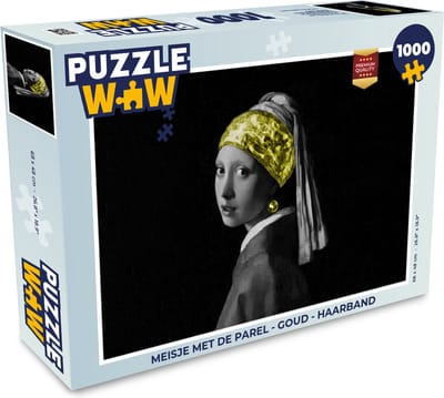 Puzzel Meisje met de parel - Goud - Haarband - Legpuzzel - Puzzel 1000 stukjes volwassenen