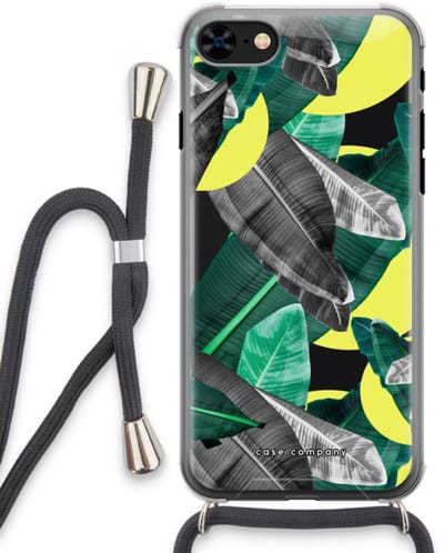 Case Company® - Hoesje met koord geschikt voor iPhone 8 hoesje met Koord - Fantasie jungle - Telefoonhoesje met Zwart Koord - Bescherming aan alle Kanten en Over de Schermrand