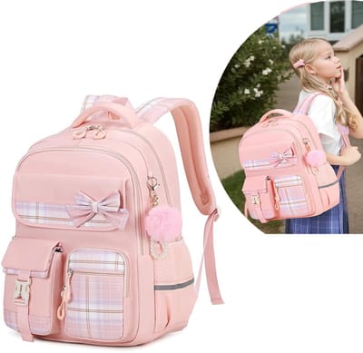 KZQ Waterdichte schooltas met trolleyband roze outdoor rugzak grote capaciteit laptop rugtas voor meisjes jongens tieners kinderen