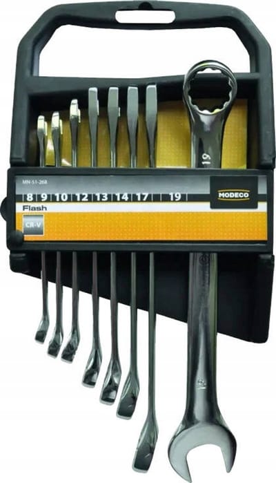Set van 8 ring- en dopsleutels 8-19 mm Cr-V