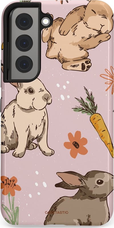 Casetastic Hoesje Geschikt voor Samsung S22 - Stijlvolle Beschermende Duo-layer Case - Hop hop knuffels