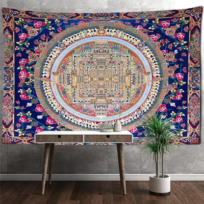 India Yogamat Mandala Wandtapijt Muurhanger Boho Decor Wanddoek Psychedelisch Hippie Tapzi Wandkleed Hekserij Decor 95x70cm