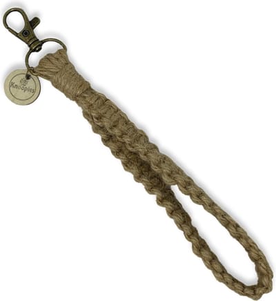 Macramé Pols Keycord - Squared - Bruin Jute - Katoenkoord - Prijs per Stuk - Inclusief Verzendkosten