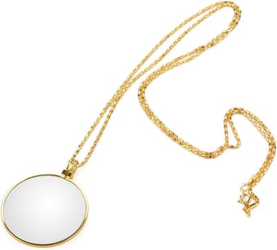 Draagbare 5X Loep met Hangketting voor Lezen, Handwerken, Sieraden en Hobby's - Goudkleurig