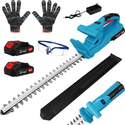 Accu Heggenschaar - 25x19x82 cm - 21V 750W - 50cm dubbel mes - 2 × 2000 mAh Batterij - Blauw