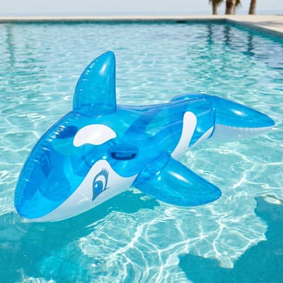 Lomera Opblaasbare Walvis - Opblaasbare Orka Ride-on - Opblaasdier voor Zwembad - Waterspeelgoed met Handvaten - Opblaasfiguur Buitenspeelgoed - Zomerspeelgoed voor Kinderen - Strand en Zwembad Speelgoed - Drijvende Ride-on Opblaaswalvis