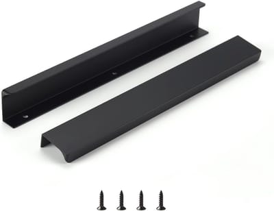 Set van 10 Verborgen Deurgrepen voor Meubels - Moderne Aluminium Handgrepen voor Keuken, Kasten en Lades - Zwart, Totale Lengte 200mm