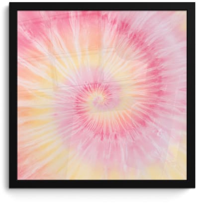 Poster in lijst - Fotolijst 40x40 cm - Posters - Patroon - Tie Dye - Pasteltinten - Roze - Posterlijst zwart - Decoratie - Wanddecoratie woonkamer - Muurdecoratie slaapkamer