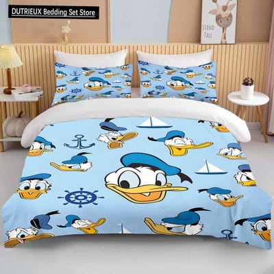 Disney Donald Daisy Duck Beddengoed Collectie met Print Zacht Cartoon Dekbedovertrek Dekbed Kussensloop Jongens Meisjes Kinderen Volwassenen King Cadeau EU single(135x200cm)