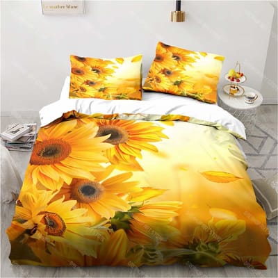 3D Zonnebloem print set beddengoed bloemenpatroon driedelige set woonkamer slaapkamer huisdecoratie kussensloop dekbedovertrek cadeau EU Single 135x200cm