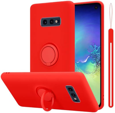 Cadorabo Hoesje geschikt voor Samsung Galaxy S10e in LIQUID ROOD - Beschermhoes van flexibel TPU silicone Case Cover met ring