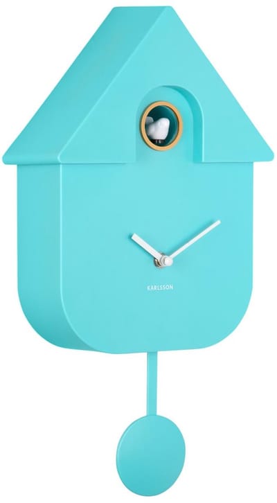 Karlsson Wandklok Modern Cuckoo - Turquoise - 8.5x21.5x41cm - Wandklok Scandinavisch