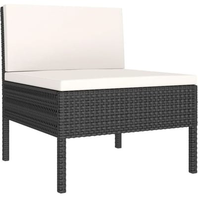 vidaXL - 9-delige - Loungeset - met - kussens - poly - rattan - zwart