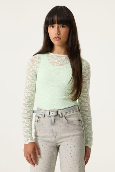 GARCIA Meisjes Effen T-shirt Groen Lange mouw