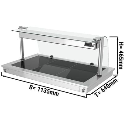 GGM Gastro Einbau Warmhalteplatte - 1000mm - 3x GN 1/1 - 1,35 kW - mit Glas-Hustenschutz Zilver
