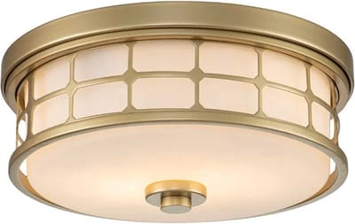 Quoizel LED Plafond Badkamerlamp Guardian | 2X E27 Max 60W | IP44 | Dimbaar | Painted Natural Brass