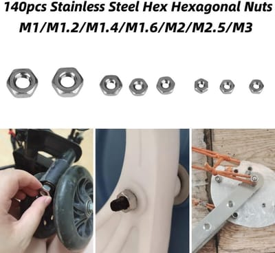 Dailygoods- Moerdraadbevestiging 140 Stuks - Roestvrij Staal - Zeshoekig - Kunststof Doos - Hoogwaardige Afwerking - Sterke Draad - Moeren
