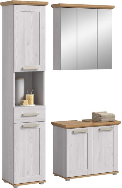 Furnilux Badcombinatie met wastafel-kast hoge kast en spiegelkast 125 cm breed