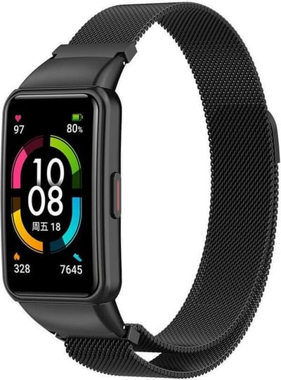 Milanees Smartwatch bandje - Geschikt voor Huawei Band 6 Milanese band - zwart - Strap-it Horlogeband / Polsband / Armband
