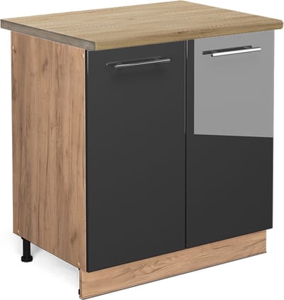 Vicco Fame-Line Wastafelkast – 80 cm, WB Eik Antraciet Hoogglans