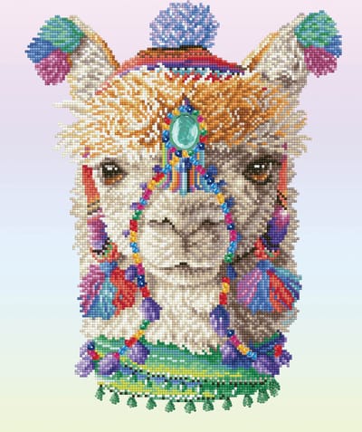 Diamond painting - Bohemian Alpaca - 41x51 cm - 47 kleuren - Diamond Dotz - gedeeltelijk - rond