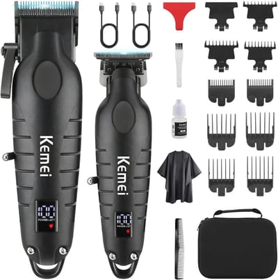 Professionele draadloze tondeuse en trimmerset voor mannen - Zero Gapped T-Blade haar/baardtrimmer
