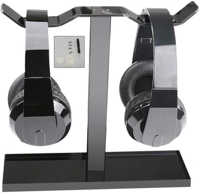 Hoofdtelefoon Houder - Koptelefoonstandaard - Bureau Organisatie - Zware Stabiele Basis - 27cm Hoogte - Zwart