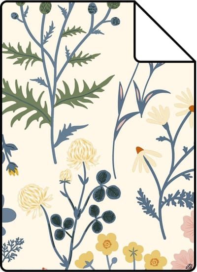 Proefstaal ESTAhome behang veldbloemen gebroken wit en meerkleurig - 26.5 x 21 cm - 132228-S