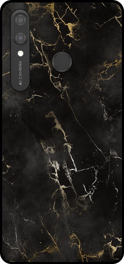 Smartphonica Telefoonhoesje Geschikt voor Huawei P Smart (2019) met marmer opdruk - TPU backcover case black marble design - Zwart geschikt voor Huawei P Smart (2019)