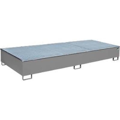 Bauer RW-GR 3300-3 PE vakkenbak, met rooster en PE inzet, B 3262 x D 1312 x H 383 mm, tot 1000 l, gelakt staal, muisgrijs