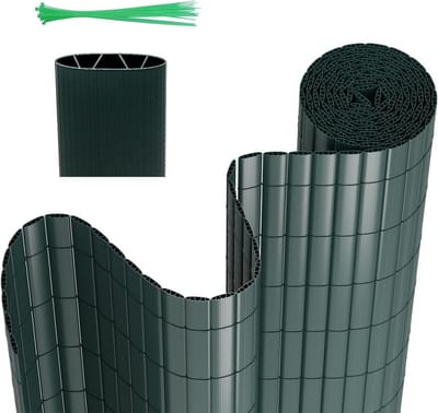 Pvc-inkijkbeschermingsmat, 2 x 180 x 400 cm, inkijkbescherming, W-structuur, versterking, binnen, balkonbekleding, standaard, inkijkbescherming, windscherm zonder boren, voor balkon en tuin