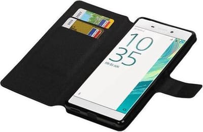 Cross Pattern TPU Bookstyle Wallet Case Hoesjes Geschikt voor Xperia C6 Zwart