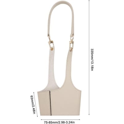 Draagbare Waterfles Hoes Tas Koffiebeker Houder Leren Sling Draagzak Melk Thee Beker Band Met Handvat Drankbeker Tas beige