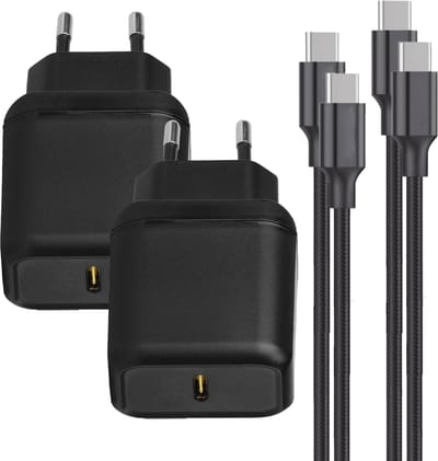 2x 25w usb C Snellader 1 Meter - Usb C naar usb C - Snellader geschikt voor Samsung Super Fast Charging - Zwart