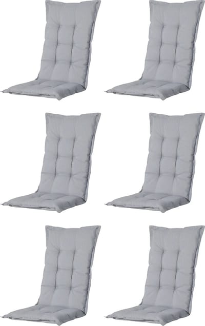 Madison - Tuinkussen - Universeel - Lage Rug - 6 st. - Panama Light Grey - 105x50cm - Grijs - Tuinstoelkussens - Standaardstoel