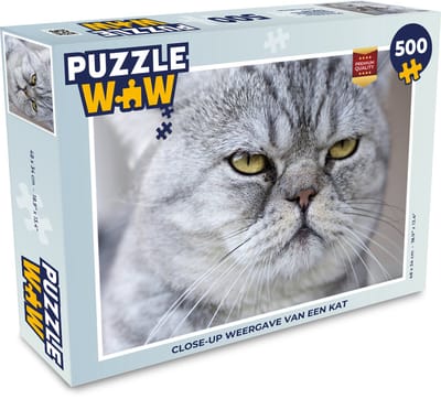 Puzzel Dier - Kat - Grijs - Legpuzzel - Puzzel 500 stukjes