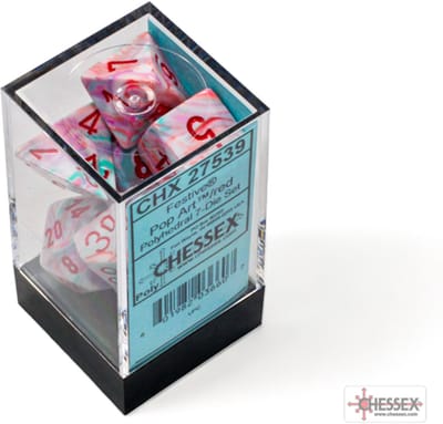 Chessex 7-Die set Festive - Pop Art/Red