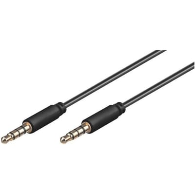 3,5mm Jack 4-polig audio slim kabel AWG28 / zwart - 2 meter