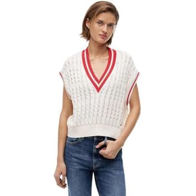 Tommy Jeans Trui Tjw Tipping V Neck Dw0dw22927 Ancient White Dames Maat - S