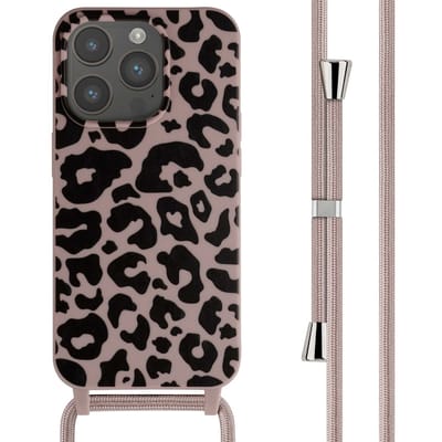 imoshion Hoesje - Geschikt voor Apple iPhone 15 Pro - Siliconen design hoesje met koord - Animal Pink