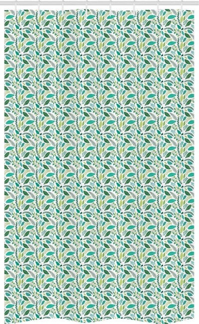 ABAKUHAUS Bladeren douchegordijn – 120x180 cm – stof, groen/teal