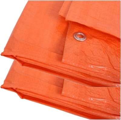 2x stuks outdoor/camping oranje afdekzeil / dekzeil 5 x 6 meter met ringen