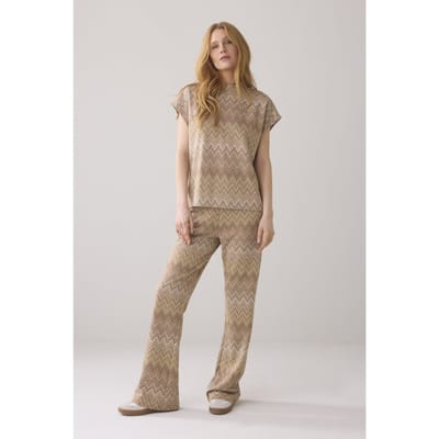 Summum Woman Cap Sleeve Top Zig Zag Jacquard Soft Camel Size: S | Tanks &amp; Camis Outlet | Dames | Beige